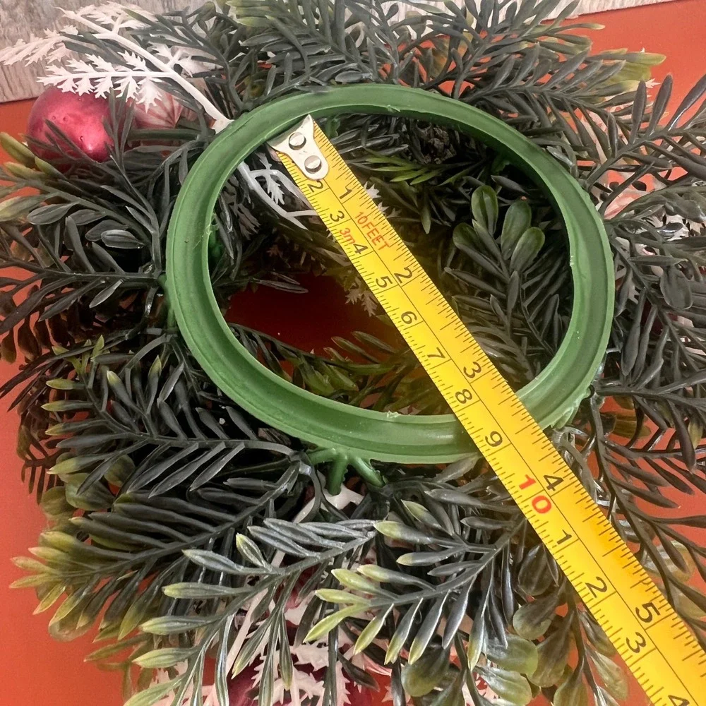 8 InchChristmas Candle Ring Wreath Pinecones Red Fruit Peppermint Baubles MCM